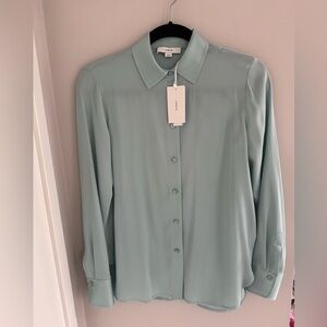 Vince Silk Light Blue Button-Down Shirt NWT